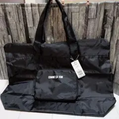 COMME CA ISMコムサイズム　大型エコバッグblackブラック黒色メンズ