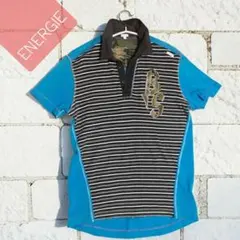 ENERGIE パッチワーク ストライプ マリンポロシャツ 海賊シャツ L ポロ