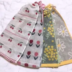 おりこうエプロン タオルエプロン 3枚セット 果物 花柄 スタイ 保育園用