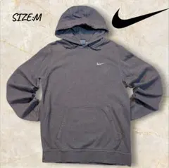 NIKE プルオーバーパーカー ワンポイント スウッシュ グレー M 裏起毛