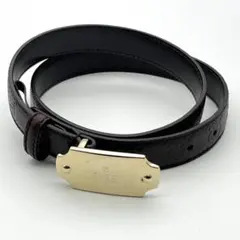 レア GUCCI グッチ ベルト ユニセックス シマ ロゴバックル レザー 茶系