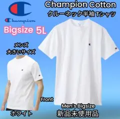 BIG 5L Champion コットンUSA ロゴ刺繍半袖Tシャツ白