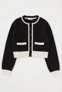 moussy ブラック/ホワイト カーディガン 長袖