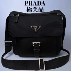 極美品 PRADA ショルダーバッグ メッセンジャーバッグ 斜め掛け ブラック