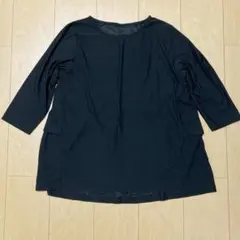 【新品】レディース トップス チュニック 七分袖 バックフリル 黒 春 夏服