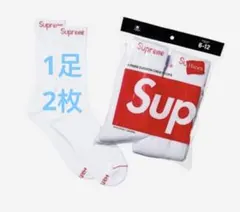 SUPREME Hanes ソックス　シュプリーム 白色 2枚 1足