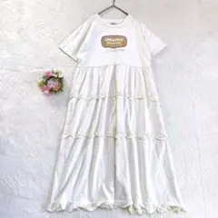 【niko and...】 レトロロゴ ティアード ロングワンピース フリル