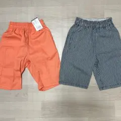 BREEZE 130cm オレンジ・ストライプハーフパンツ2枚セット