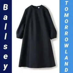 美品Ballsey ハイカウントダブルクロス Aラインワンピース ネイビー 36