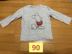 ミッキーマウス 長袖カットソー グレー　90