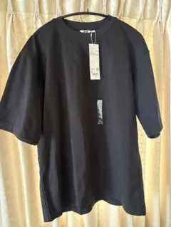 エアリズムコットンオーバーサイズTシャツ/5分袖 ブラック XL