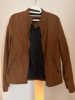 ZARA MAN ブラウン シングルライダースジャケット S