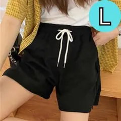 レディースショートパンツ 黒 L スウェット 短パン ルームウェアダンススポーツ
