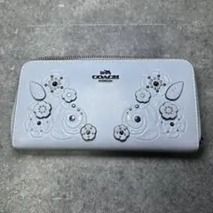 【難あり】コーチ 長財布 ラウンドファスナー 水色