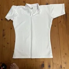 ホワイト 半袖ヘンリーネックシャツ