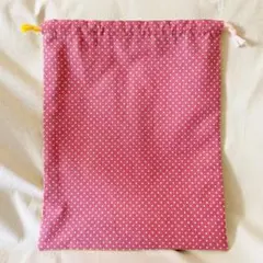 ハンドメイド　水玉模様の体操服袋 給食袋　巾着袋　27㌢×32㌢　入園入学グッズ