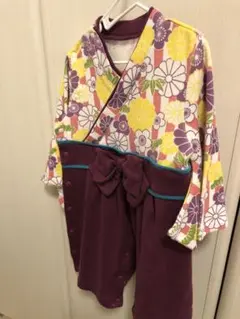 【処分SALE】ベビー袴 ロンパース 花柄 着物