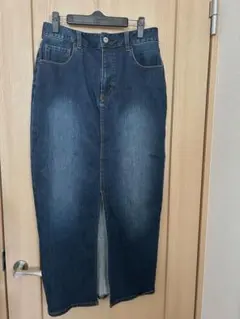 【グローバルワーク】ダークブルーデニムタイトスカート　L