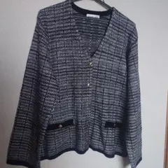 チェック柄ニットカーディガン