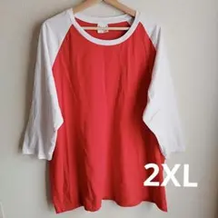 LAVIVA SPORTS 2XL 赤白 Tシャツ ラグランスリーブ 七分袖