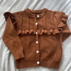 フリル付きブラウンカーディガン 2-3Y