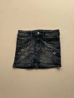 ビジュー付きデニムミニスカート