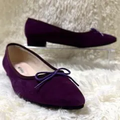 極美品 DIANA 23 ボルドー スウェード リボン パンプス 上品 美脚