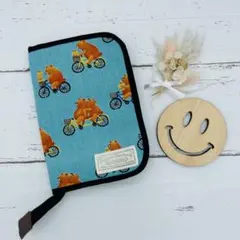 ☆ハンドメイド☆自転車くまさん 母子手帳ケース マルチケース お薬手帳ケース