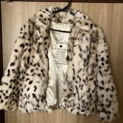 【美品】ファーコート　レオパード柄　ラビットファー　ショート丈　ふんわり感