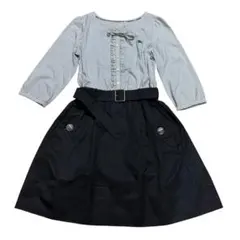 【美品】バーバリーブルーレーベル ドッキングワンピース フレア 38 M 黒