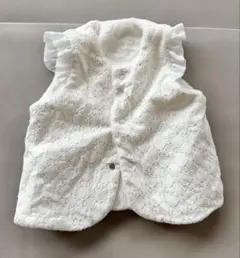 赤ちゃんの城 ホワイト レース ベビーベスト フリル付き 60-80cm