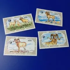 8986 外国切手 モンゴル 1987年 野生のヒツジ 4V