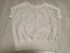 【ルクールブラン】アイボリー レース 半袖 トップス