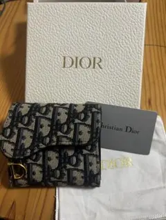 Dior 三つ折り財布 ネイビー/ベージュ
