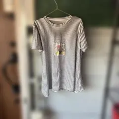 KO2 美品ボーダーストレッチ素材チュニックTシャツM～L柔らか生地
