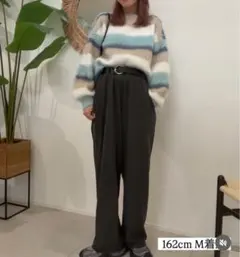 【しまむら saori】起毛マルチボーダーニットプルオーバー