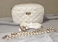 ホワイト キルティング チェーン ショルダーバッグ