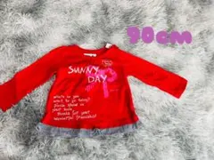 値下げ中 長袖 90cm 赤 英字 ストライプ 女の子