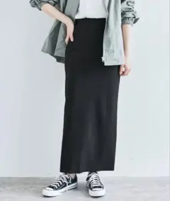 定番！セルフカット リブ タイト スカート　スリット