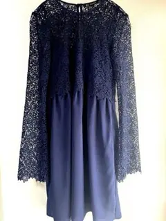 ZARA ザラ ワンピース レース ネイビー 膝丈 裏地付き