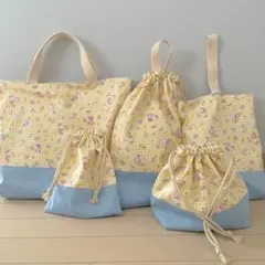 入園入学5点セット　ユニコーン　イエロー　ハンドメイド44