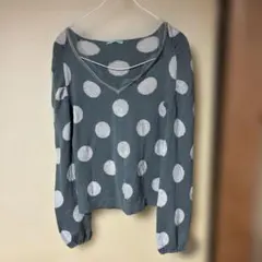 MARILYN MOON グレー ドット柄 長袖Tシャツのサムネイル