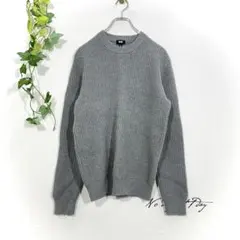 ユニクロメンズ ミドルゲージ 畦編み リブ クルーネック セーター グレー M