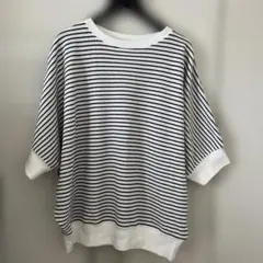タックフライスワイドTシャツ　 ホワイト✖️ブラック
