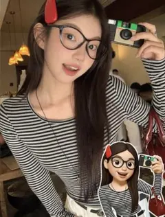 SHEIN ボーダー 長袖Tシャツ Lサイズ