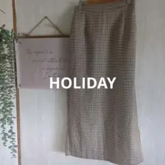 美品　チェック柄タイトスカート ベージュ系のサムネイル