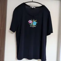 美品　LEONARD SPORT 半袖 Tシャツ ネイビー 花柄　42サイズのサムネイル