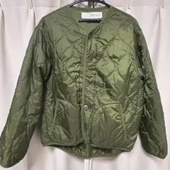 【セポ】キルティングライナージャケット〈M〉長袖 カーキ 丸襟　軽量　カーキ