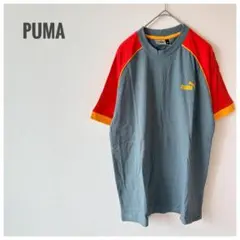 PUMA プーマ 半袖ラグランTシャツ 刺繍ロゴ レトロ配色 M 古着MIX