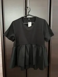 新品未使用　GU 布帛コンビネーションT ブラック　Sサイズ